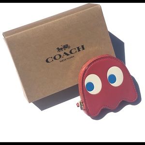 NWT Coach X Pac-Man Washed Red Ghost Coin Purse
